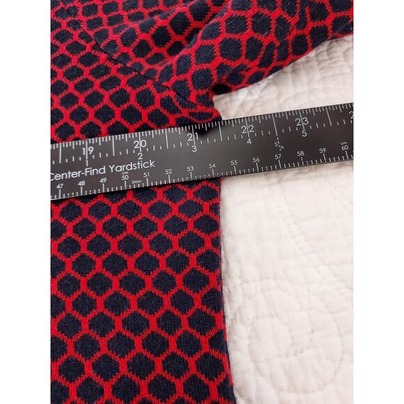 Talbots Sweater Y2K Career Boat Neck Red & Navy Jacquard Knit Women Size L - Picture 8 of 8